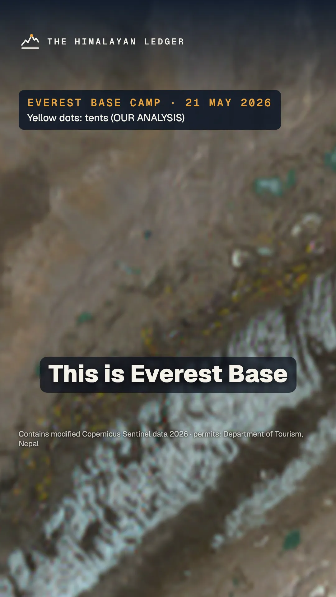 Short: Everest Base Camp from space: May vs February