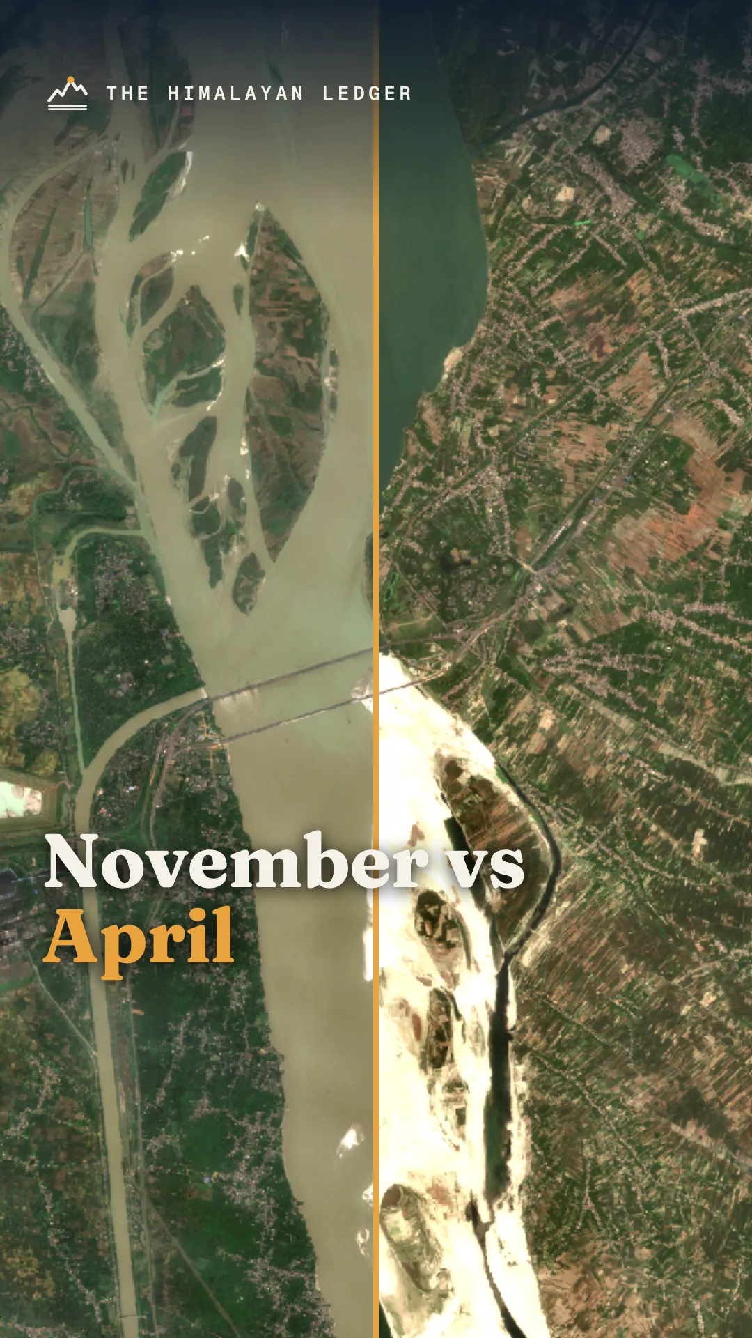 Short: The Ganges in November vs April, at the barrage India and Bangladesh share